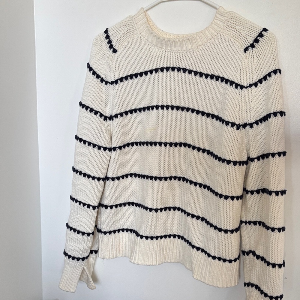 Madewell Cream and Black Striped Sweater